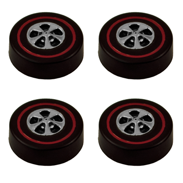 Brightvision Redline Wheels - Set Of 16 Large Size Bright Chrome Hubcap Style, 1:64 Scale