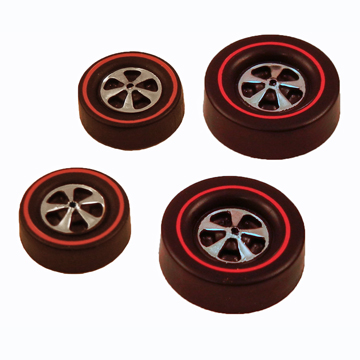 thumbnail image 2 of Brightvision Redline Wheels - Set Of 16 Large Size Bright Chrome Hubcap Style, 1:64 Scale 2 of 12