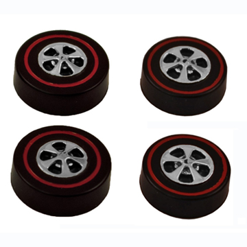 thumbnail image 2 of Brightvision Redline Wheels - Set Of 16 Large Size Bright Chrome Hubcap Style, 1:64 Scale 2 of 12